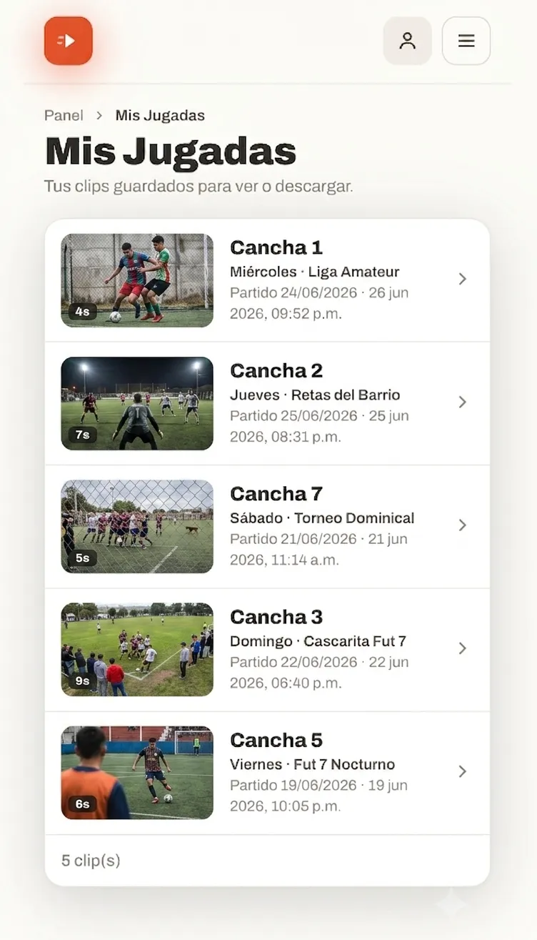 La Jugada en el navegador — lista de jugadas